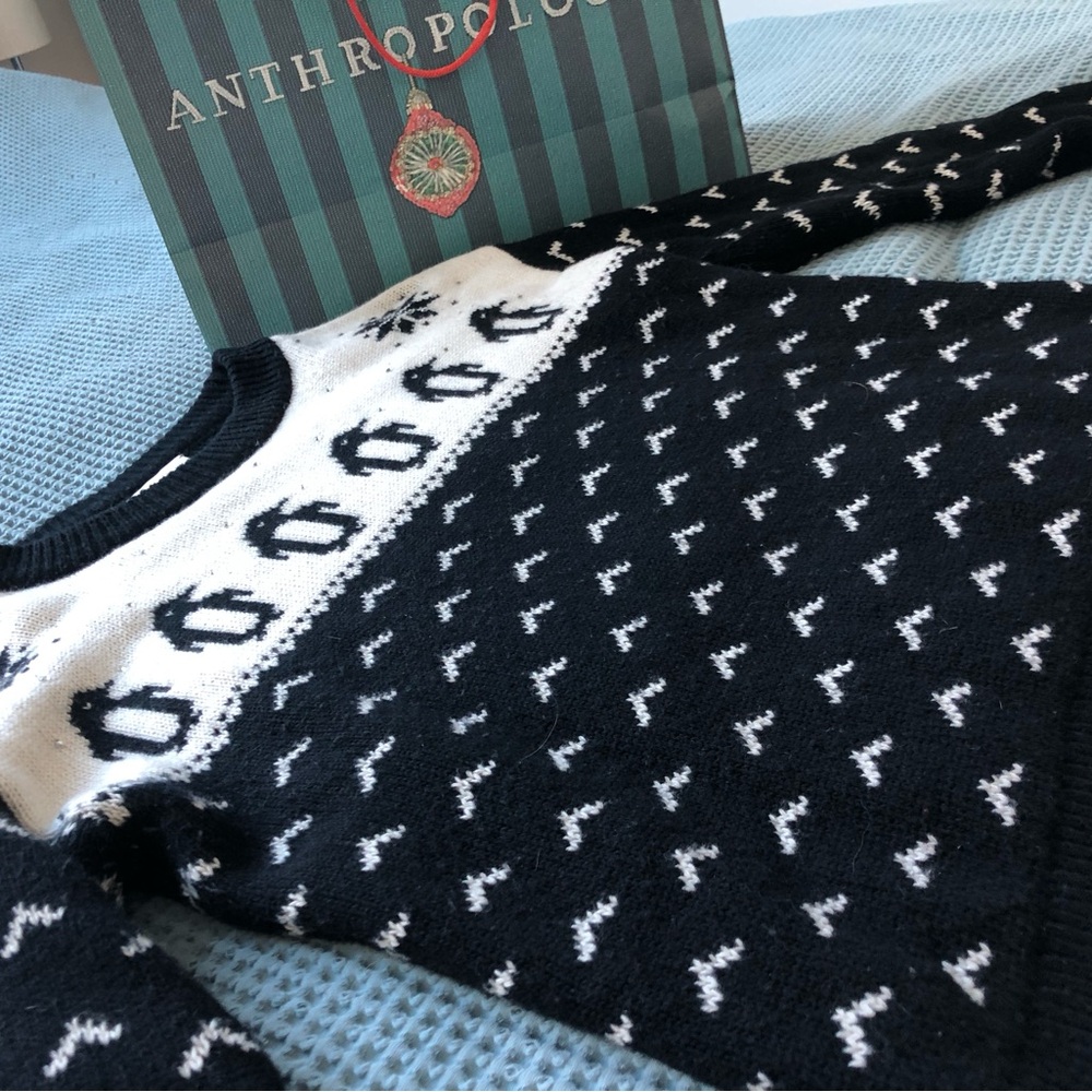 Kate Spade Black and White Penguin Sweater